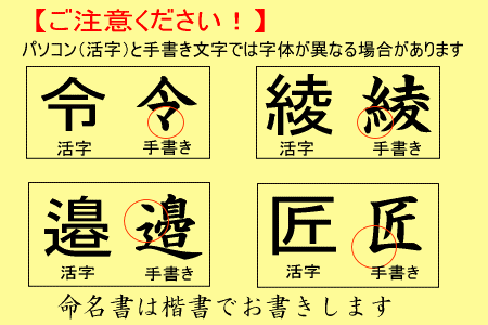 命名書表記の注意事項
